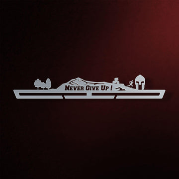 Never Give Up Medal Hanger Display | Spartan Themed Victory Medal Hangers®