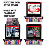 Race Bib Holder + Medal Hanger Display Rack V1 used to display race bibs, medals, and photos; ideal for commemorating running events.